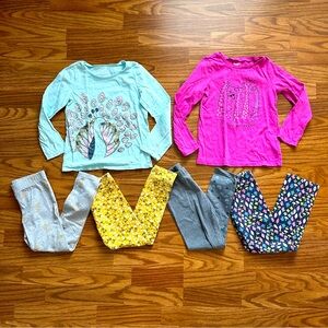 6 Pc Bundle Carter’s Girls 7 7A Long Sleeve Shirts Leggings Flower Giraffe GUC!